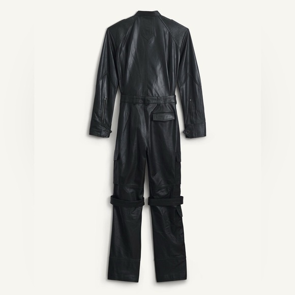 NWT Zara Genuine Leather Biker Jumpsuit - Picture 6 of 15